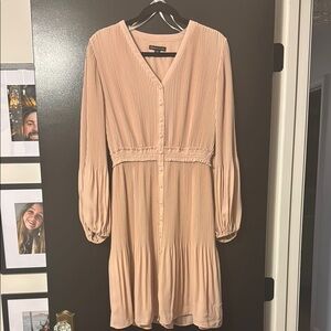 Saks Fifth Avenue Blush Pink Long Sleeve Pleated Dress